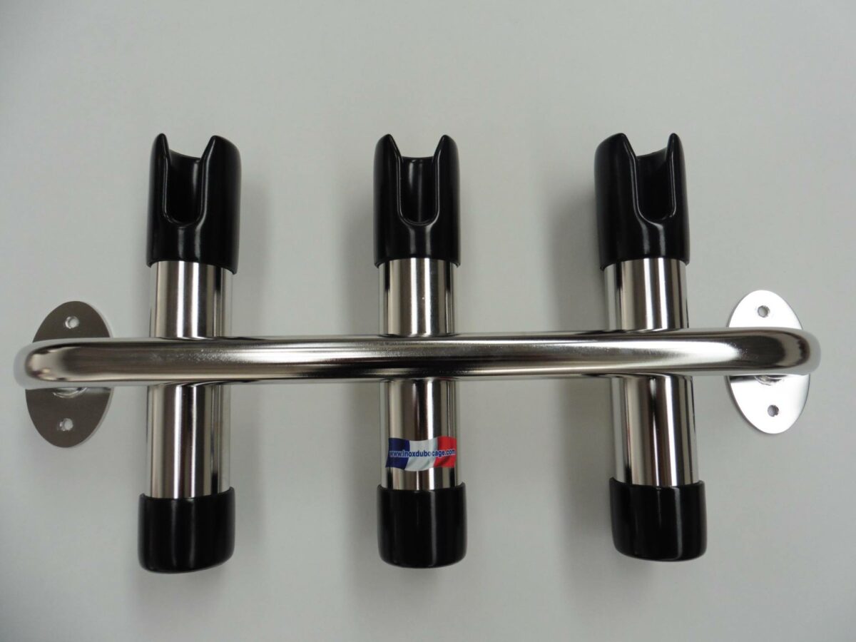 Lot 3 Supports Canne à Pêche Pour Garde-corps – Forme U, Sangle, TPE – Pour Bateau, Plage, Lac